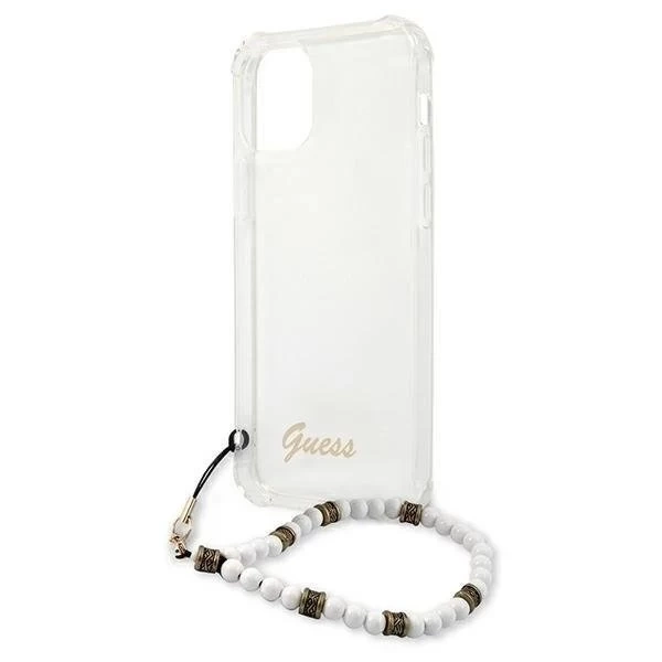 Guess GUHCP12LKPSWH iPhone 12 Pro Max 6,7" priehľadné pevné puzdro White Pearl