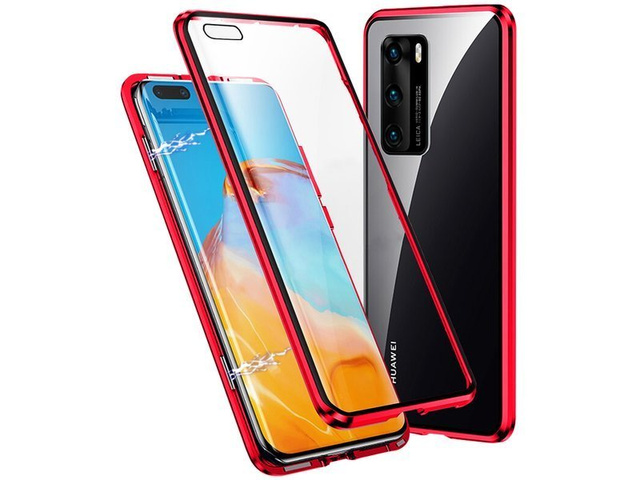 Oboustranné magnetické skleněné pouzdro Dr.Fit pro Huawei P40 Red