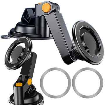 Magnetic car phone holder for car, car, window, cockpit, dashboard, phone, Mag Safe Alogy, Black