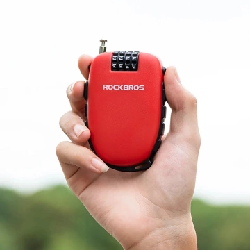 Zámek na kolo Rockbros 32420981001 se zatahovacím lankem - červený