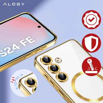 Pouzdro MagSafe pro Apple iPhone 16 Pro Max Alogy Glamour Pouzdro luxusního prstenu zlaté-průhledné
