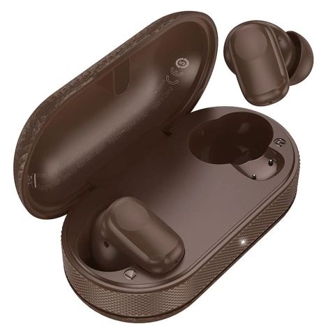 Słuchawki bezprzewodowe Bluetooth HOCO TWS EQ19 Etui Ładowarka Brązowe
