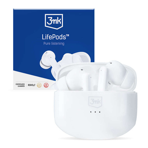 3mk LifePods Wireless Headphones with PowerBank Charging Case White