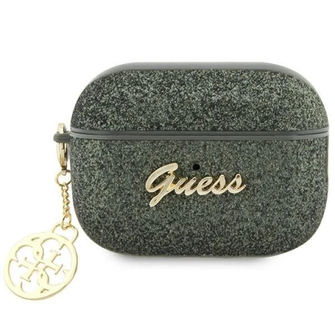 Guess GUAP2GLGSHA earphone protective case for Apple AirPods Pro 2 cover green/kaki Glitter Flake 4G Charm