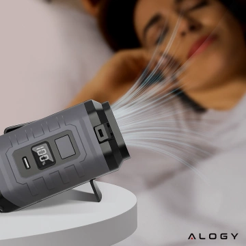 Ventilátor s klipem na opasek, baterie 4000 mAh, 5 rychlostních stupňů, doba provozu 8–40 hodin, nabíjení přes USB, pro použití na stavbách, venku, na turistiku, pro letní práci, powerbanka