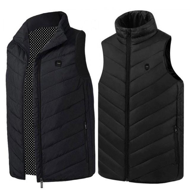 Beheizte Weste Damen Herren ärmellose Jacke USB gesteppt beheizt elektrisch Winter Unisex Größe M Schwarz