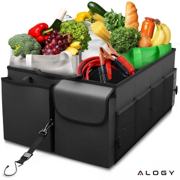 Car trunk organizer storage bag for car large trunk Black XXL Alogy hard cover
