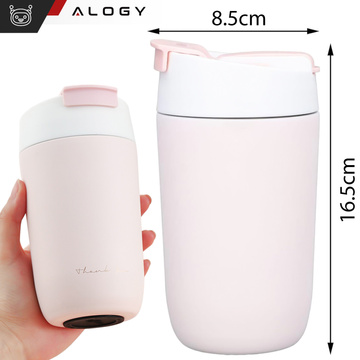 Thermobecher-Thermoskanne mit Ausgießer und Strohhalm für Kaffee, Yerba-Mate-Tee, 480 ml, Vakuumflasche Alogy Steel Pink