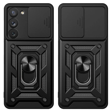 Hybrid Armor Camshield Hülle für Samsung Galaxy S23 gepanzerte Hülle mit Kameraabdeckung blau