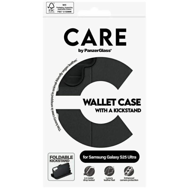 Etui CARE do Samsung Galaxy S25 Ultra Czarny by PanzerGlass Wallet Kickstand