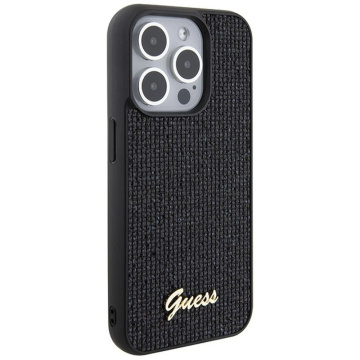 Originálne puzdro GUESS Hardcase GUHCP15LPMSDGSK pre iPhone 15 PLUS (Disco Script Metal / čierne)