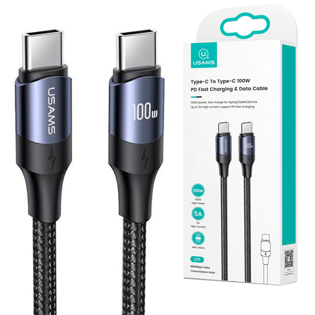 Cable USAMS USB-C to USB-C 100W PD Fast Charge QC FCP 3m Black