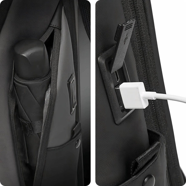 Bange vodeodolný batoh taška na notebook 15,6" mestský cestovateľ 47x30x15 cm do práce školské lietadlo pánsky dámsky s USB portom Čierny
