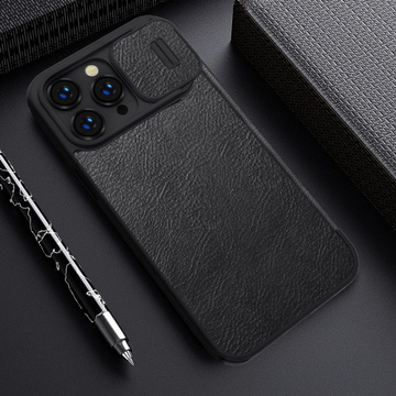 Nillkin Qin Pro Ledertasche für iPhone 14 Pro Max (Schwarz)