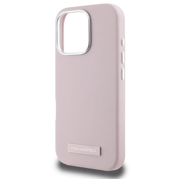 Karl Lagerfeld Hülle für iPhone 16 Pro Max 6,9" Rosa MagSafe Hardcase FW Metallplatte