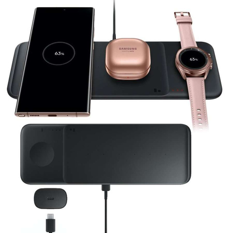 Originálna indukčná nabíjačka Samsung 3v1 Qi EP-P6300TBEGEU Trio 25W
