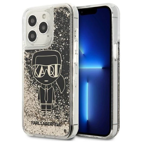 Karl Lagerfeld protective phone case KLHCP13LLGGKBK for Apple iPhone 13 Pro / 13 6.1" black/black hardcase Liquid Glitter Gatsby