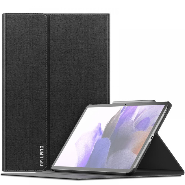 Etui Infiland Classic Ständer für Samsung Galaxy Tab S7 FE 5G 12.4 T730 / T736B Schwarz