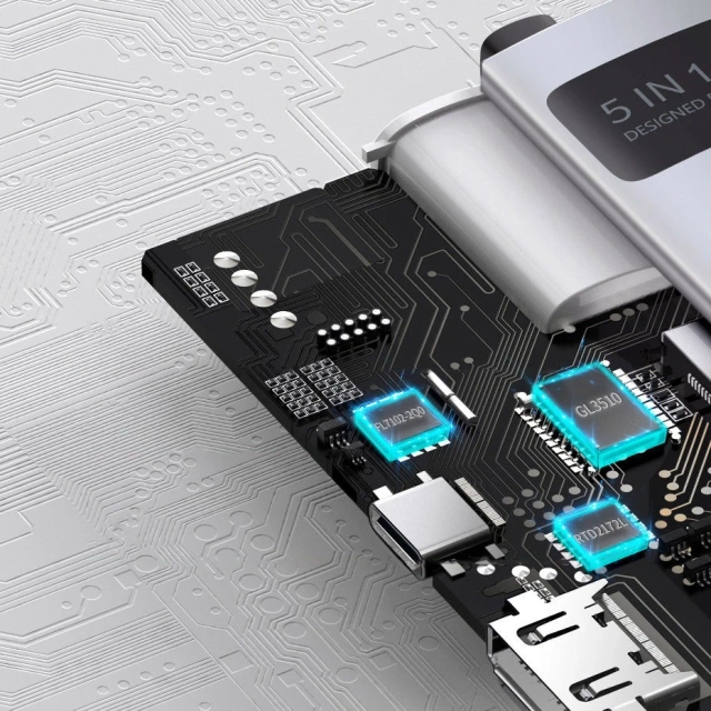 Baseus Metal Gleam Series multifunkční USB HUB 5v1 USB Type C PD 100W HDMI šedý (WKWG020013)