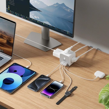 Kostka zasilająca Baseus PowerCombo 7w1 4000W 20W USB-C Biała