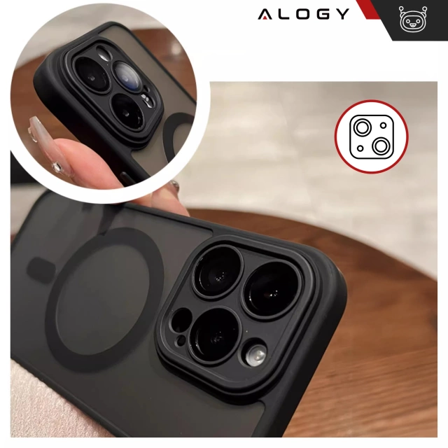 Pouzdro pro Apple iPhone 14 Pro Max Alogy MagSafe Hybrid Matte Case Matte Cover with Lens Protection Black