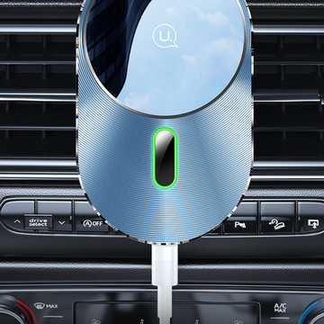 USAMS Magnetic Car Wireless Charging 15W indukčný držiak telefónu do auta do vetracieho otvoru. CD170DZ01 (US-CD170) sivá/sivá