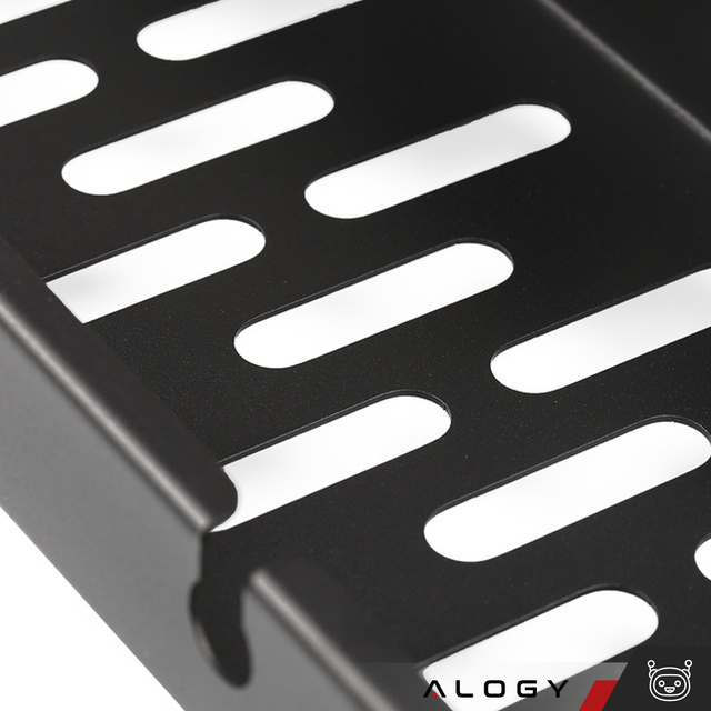 Cable organizer under the tabletop, adjustable shelf for cables, desk strip, aluminum holder Alogy Black