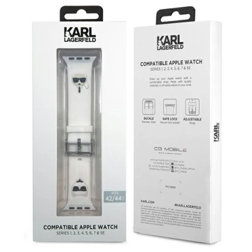 Smartwatch strap Karl Lagerfeld KLAWLSLCKW for Apple Watch 42/44/45mm white/white strap Silicone Karl