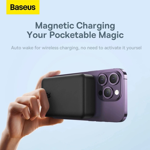 Powerbank Baseus Magnetic Mini 20000 mAh 20W Czarny + Kabel USB-C