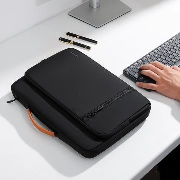 Voděodolná brašna na notebook Bange pro cestování do 14" 34x26x3,5 cm do práce, do letadla, pánská, dámská s rukojetí, černá