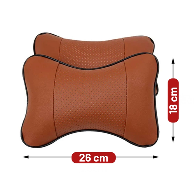2x Pillow for the headrest for the car comfortable car headrest for the neck Brown