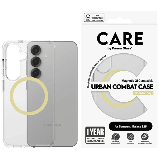 Pouzdro na Samsung Galaxy S25 CARE od PanzerGlass Flagship Urban Combat Chardonnay QI