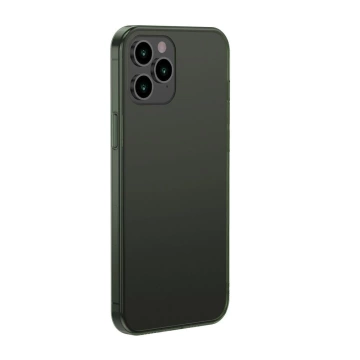 Baseus Frosted Glass Case Starre Hülle mit flexiblem Rahmen für iPhone 12 Pro Max Dunkelgrün (WIAPIPH67N-WS06)