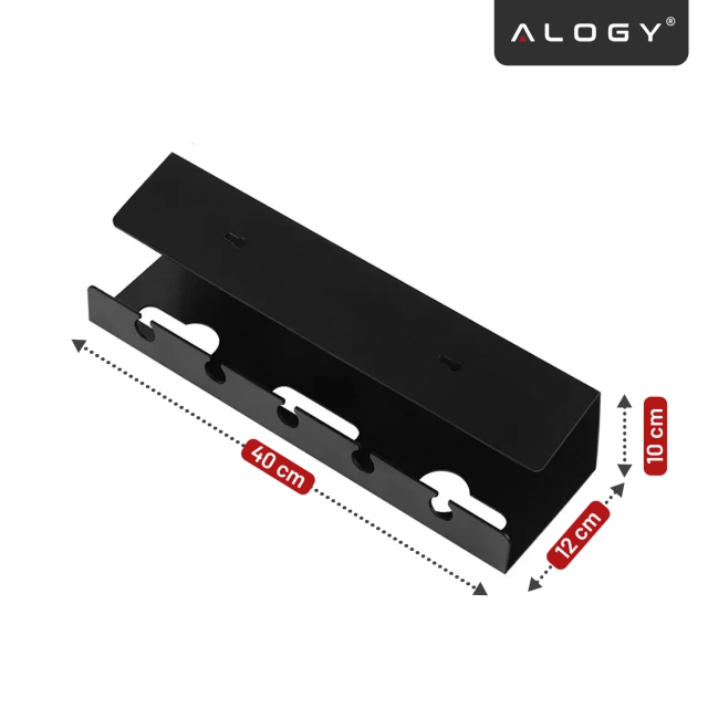 2-in-1 Kabelorganizer zur Untertisch- und Wandmontage, 40 cm, mit Klebestreifen für einen aufgeräumten Schreibtisch, Alogy CableHold™ – Schwarz