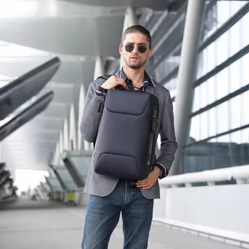 Batoh Bange proti krádeži voděodolný pro notebook do 15,6" multifunkční černý