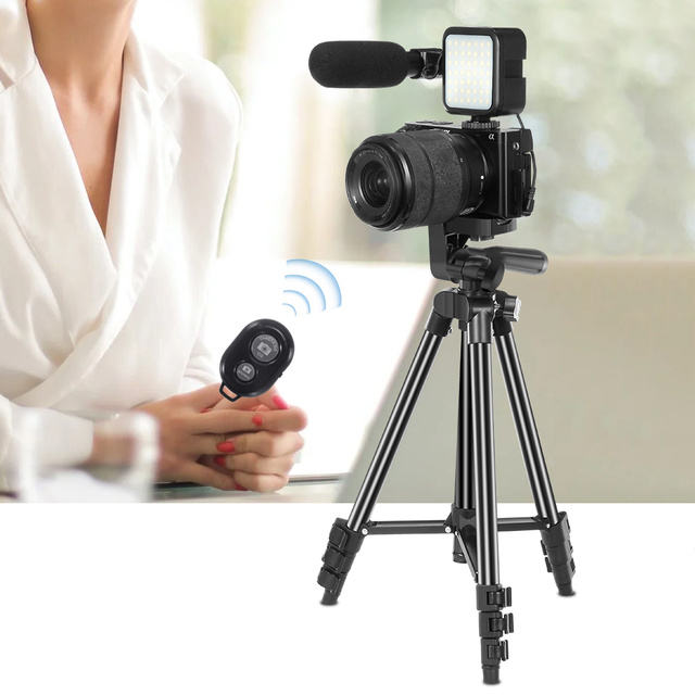 Univerzální stativ Alogy Tripod držák telefonu 1/4 stojan pro kamery GoPro s dálkovým ovládáním Bluetooth, pouzdro Black