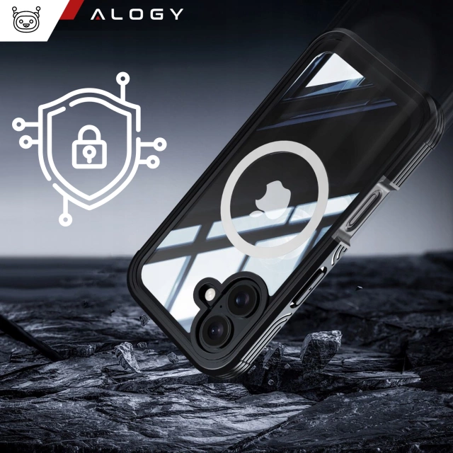 Ochranný kryt pro Apple iPhone 16 Plus Alogy Shield360 MagCase™️ pro MagSafe s ochranou displeje a fotoaparátu, černý