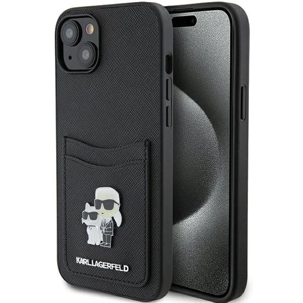 Etui Karl Lagerfeld KLHCP15SSAPKCNPK для iPhone 15 6.1" czarny/black hardcase Saffiano Cardslot Karl