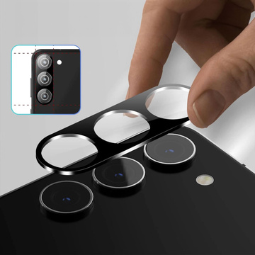 Glass for Samsung Galaxy S24 Plus camera lens 3D tempered full protection of the entire lens black glass