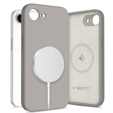 Чохол Etui Tech-Protect Liquid Silicone MagSafe для iPhone 16e сірого кольору