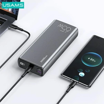 USAMS Powerbank PB59 30000mAh 65W 2xQC3.0 PD Fast Charge čierny/čierny kábel CMXLOGTC01 (US-CD165) USB-C-USB-C