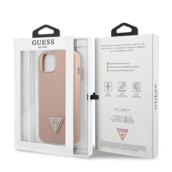 Guess GUHCP14MPSATLP case for Apple iPhone 14 Plus 6.7" pink/pink hardcase SaffianoTriangle Logo
