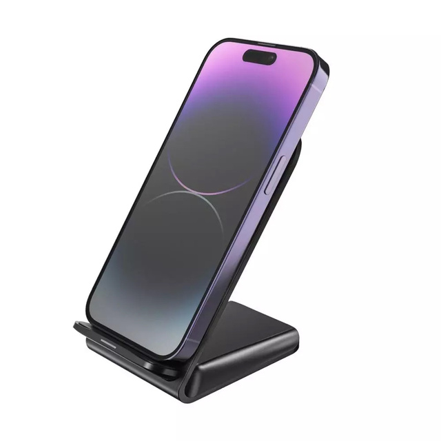 Indukční nabíječka Qi Wireless Charger 15W stojan na telefon černý