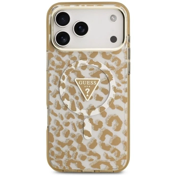 Etui Guess MagSafe do iPhone 17 Pro Leopard Glitter Brown
