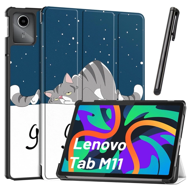 Etui do Lenovo Tab K11 / K11E 11” M11 10.95" TB330FU / TB330XU / TB331FC obudowa na tablet Case Alogy Book Cover Sleeping Cat + Rysik