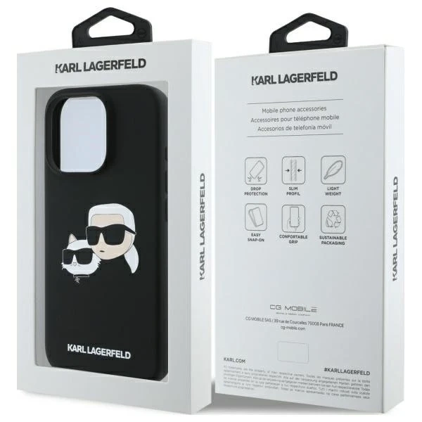 Etui Karl Lagerfeld Silicone Double Heads Print MagSafe do iPhone 16 Pro Max Black