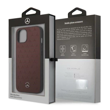 Etui Mercedes MEHCP13SPSQRE do iPhone 13 mini 5,4" černý/červený pevný obal Kožený vzor hvězd