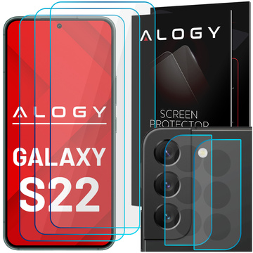 Загартоване скло 9H 3х на екран 2х на об'єктив камери Alogy Glass Pack для Galaxy S22