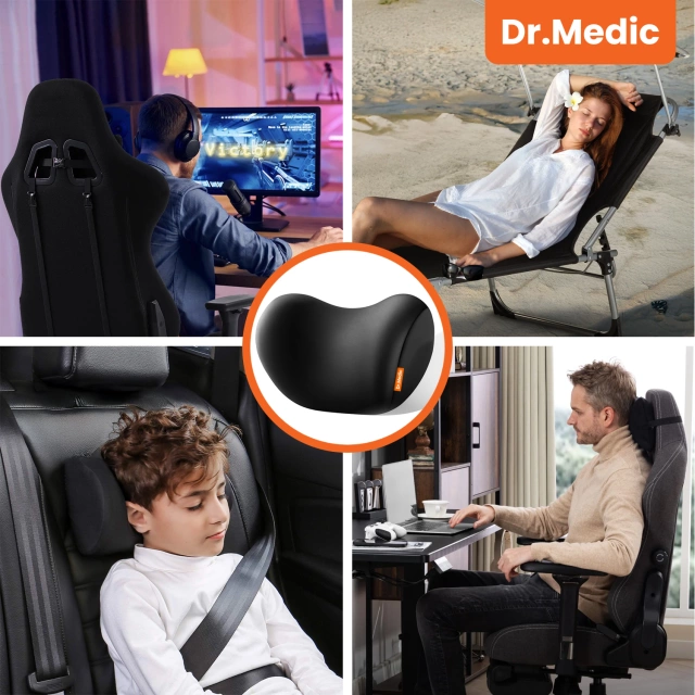 Poduszka do Samochodu pod Głowę Kark Szyję DR.MEDIC ComfortSupport™ Ergonomiczna poduszka na fotel zagłówek krzesło do auta dla kierowcy pasażera