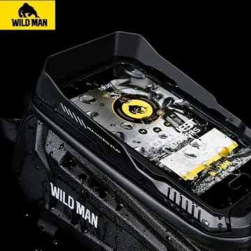 Wildman 1.2L Waterproof Bike Bag Black with Headphone Port